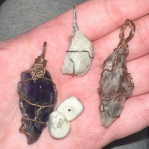 3 Handwrapped Crystal Pendants